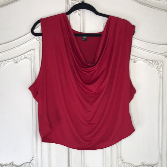 Plus Size Cowl Neck Tank Top Sz 4x US 20 red burgundy staple holiday item cute - Picture 1 of 7